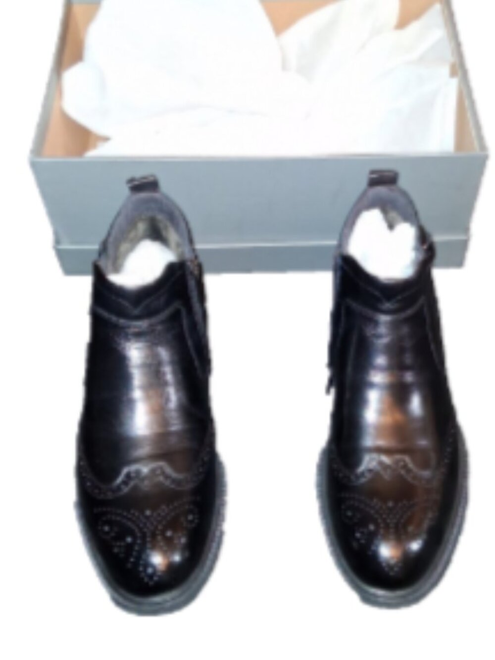 Men's Size 9 Brogue Black Chelsea Zipper Buckle Business Ankle Boots